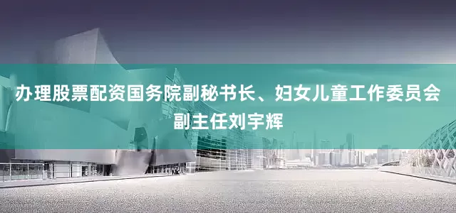 办理股票配资国务院副秘书长、妇女儿童工作委员会副主任刘宇辉